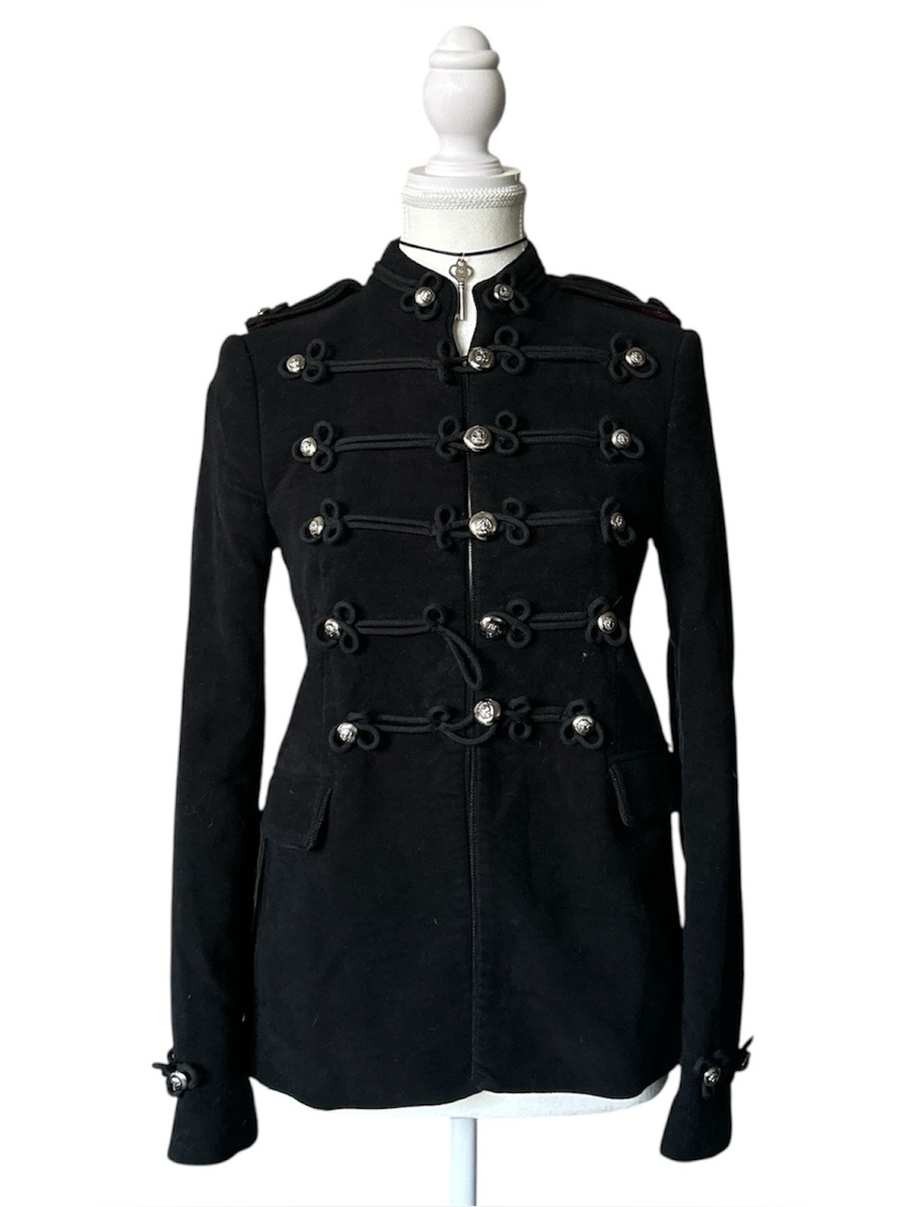 Y2K Grunge “Zara” Black Velvet Military Style Napoleon Jacket